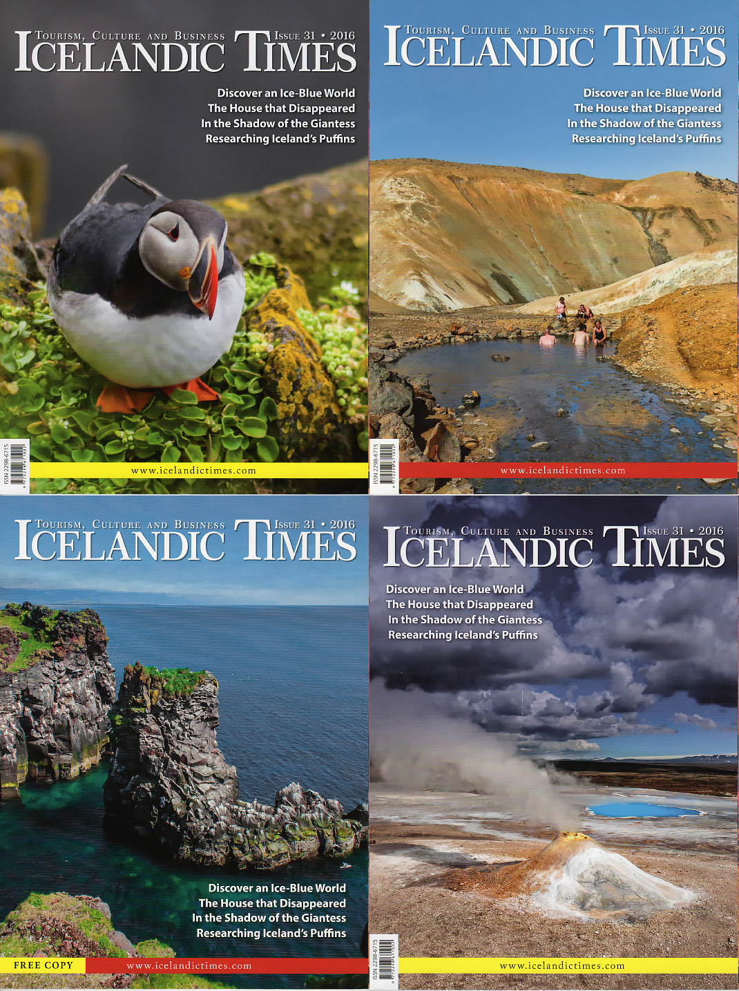 I have ALL four front pages on the latest issue (31) of “Icelandic Times Magazine”