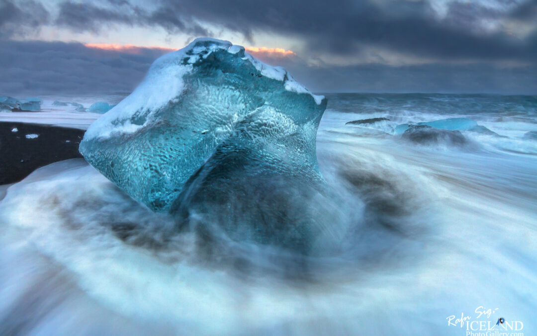 Ice cube on a Black Beach – Iceland Landscape Photo