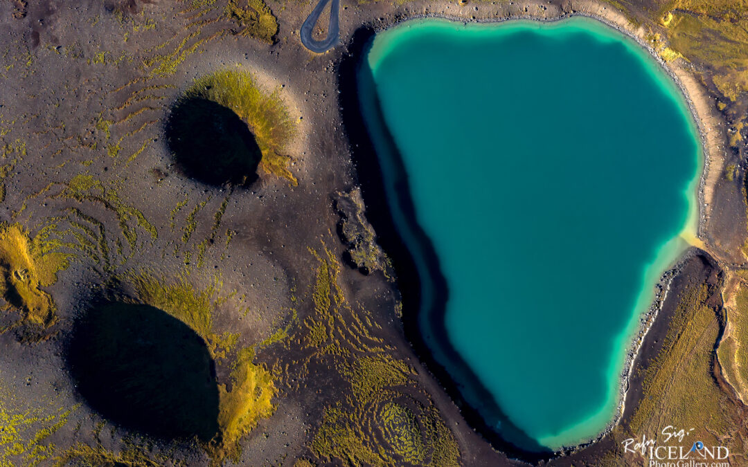 Grænavatn Volcano Lake – Iceland Landscape from Air