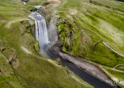 Skógarfoss waterfall │ Iceland Landscape from Air