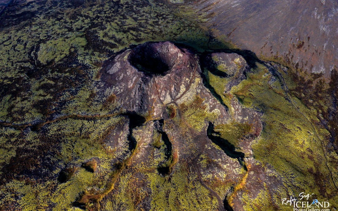 Stóra-Eldborg Volcano – South West – Iceland Landscape from Air