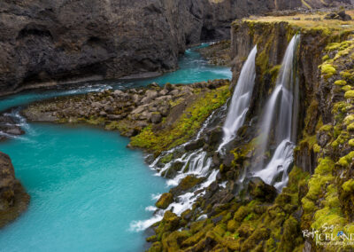 Fögrufossar Waterfall in Sigöldu Canyon │ Iceland Landscape
