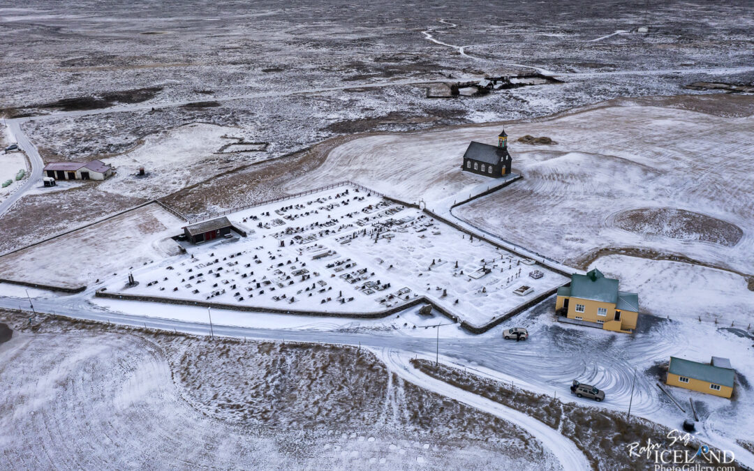 Hvalsneskirkja Church │ Iceland Landscape winter Photo from air