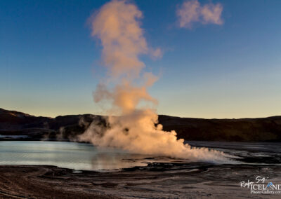 Kleifarvatn Lake with fumarole geyser