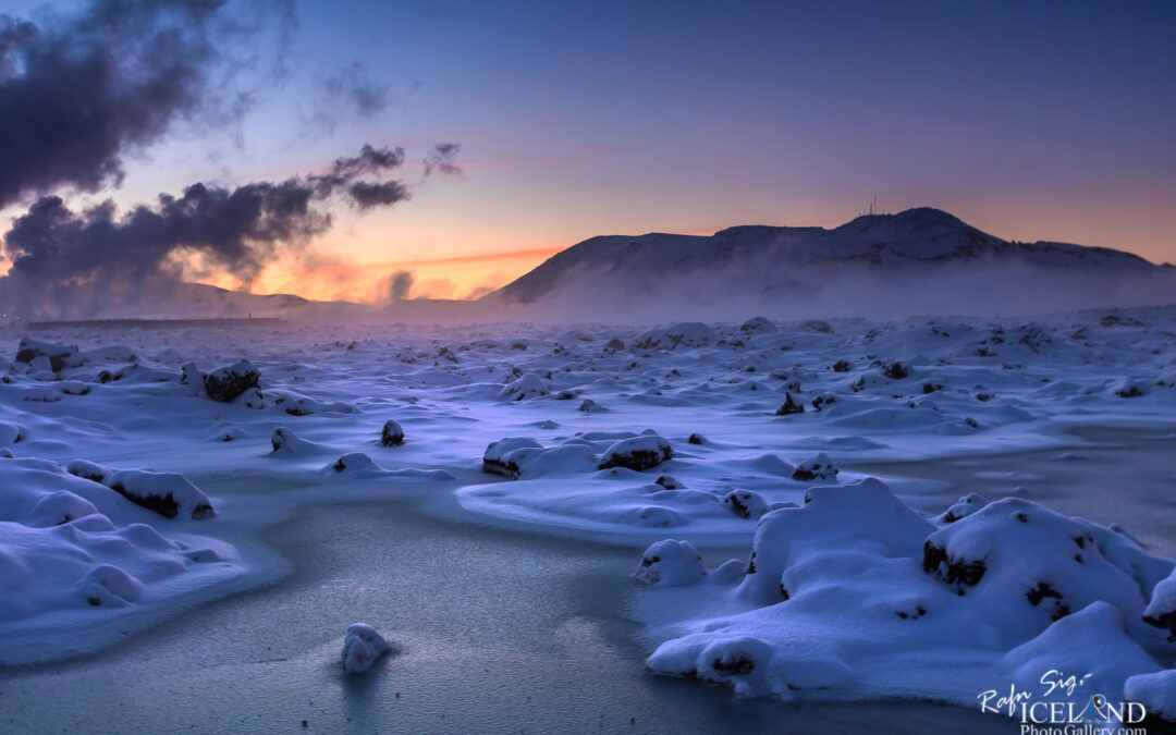 Iceland Winter Twilight landscape │ Blue Lagoon in Ice