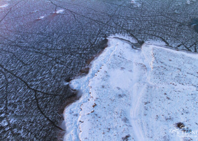Ölfusá river in winter│ Iceland Landscape From Air