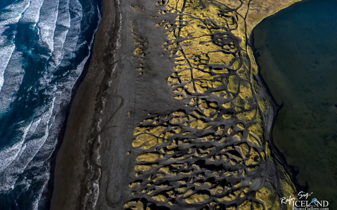 Stóra Sandvík Black Beach – Iceland Landscape from Air