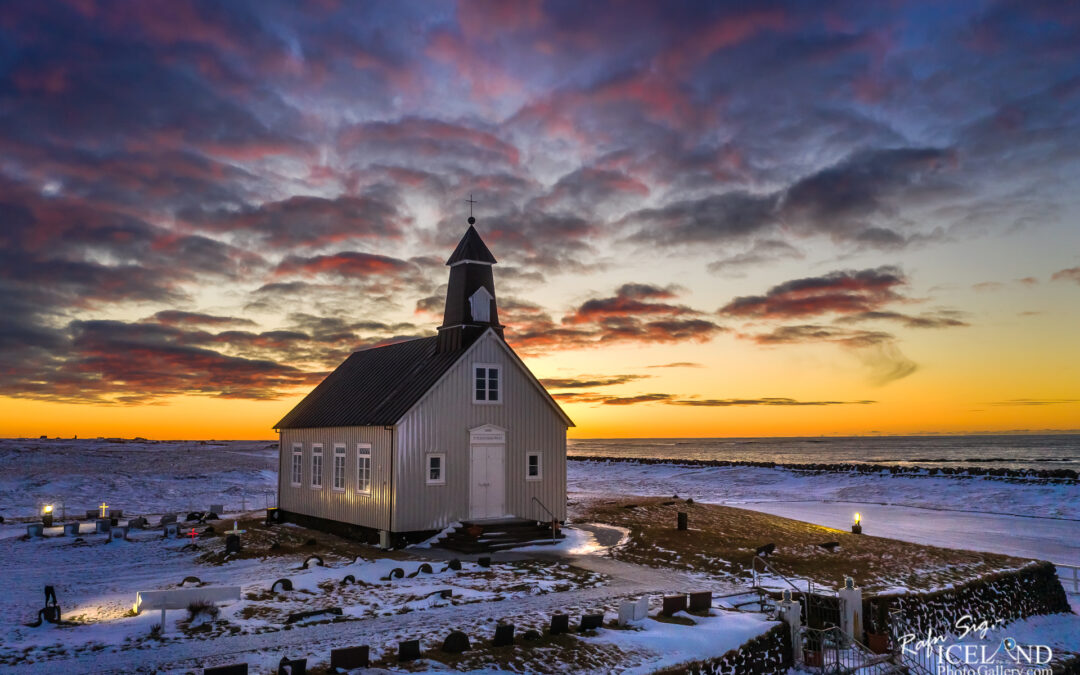 Iceland Twilight Winter Photo │ Strandarkirkja church │ Selvogur,Reykjanes