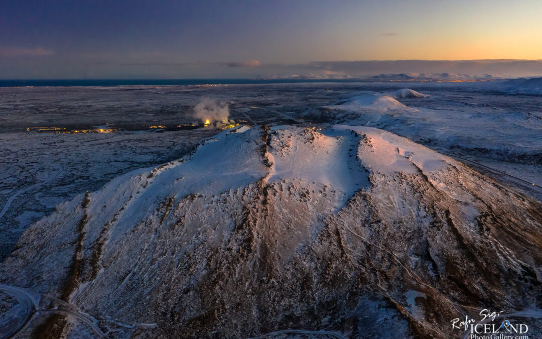 Þorbjörn Mountain │ Iceland Landscape winter twilight Photo from air