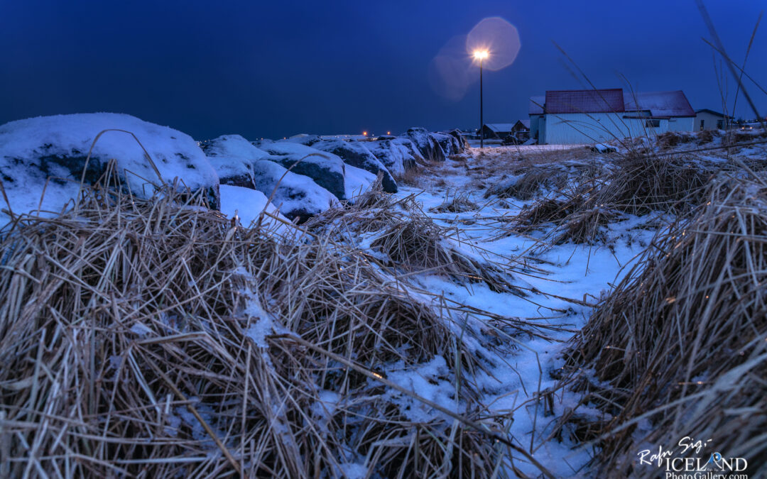 Blue hour in Vogar – Iceland city Photography