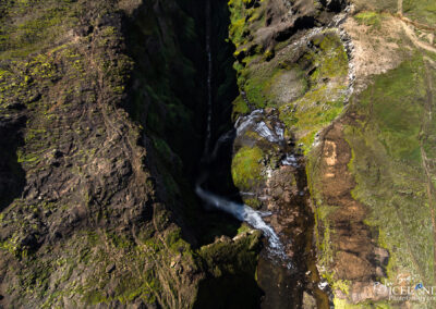 Glymur Waterfall straight down│ Iceland Landscape from Air