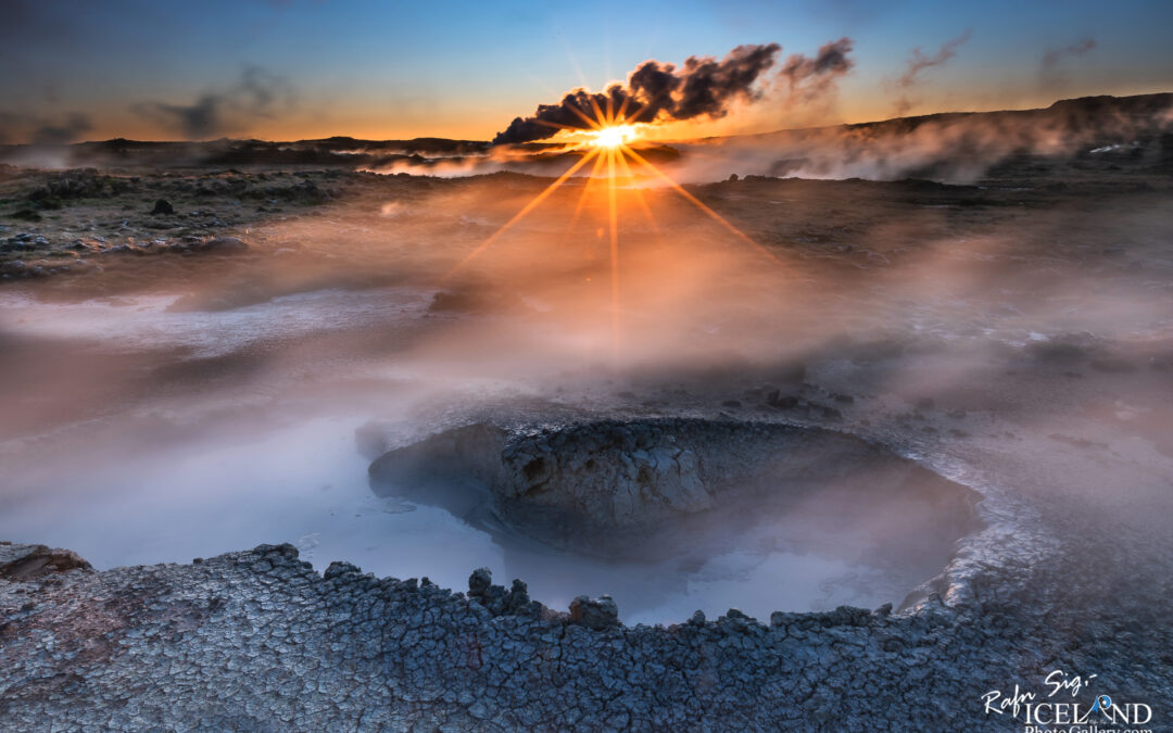 Geothermal area in the morning twilight