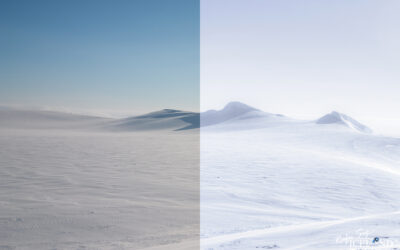 Eyjafjallajökull Glacier Volcano all in white - Before and after prosessing