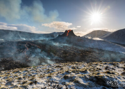 Volcano loving in Geldingadalir at Fagradalsfjall Iceland