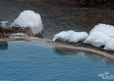 Hot geothermal water with Ice on the site