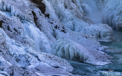 Gullfoss waterfall in Ice in wintertime