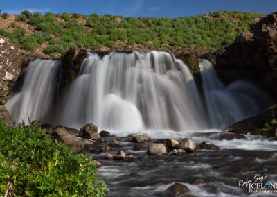 Sjávarfoss silky smooth waterfall in Hvalfjörður Iceland