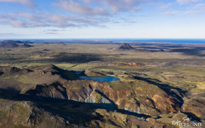 View from Grænavatnseggjar Mountains to Spákonuvatn, Keilir Volcano and other parts of Reykjanes