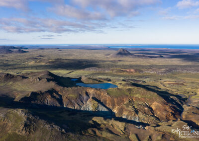 View from Grænavatnseggjar Mountains to Spákonuvatn, Keilir Volcano and other parts of Reykjanes