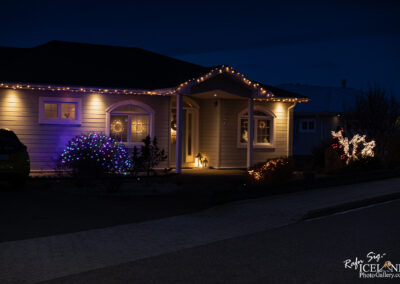 Christmas decor on houses in Vogar Vatnsleysuströnd