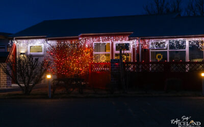 Christmas decor on houses in Vogar Vatnsleysuströnd