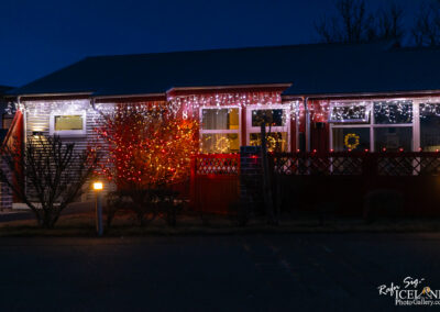 Christmas decor on houses in Vogar Vatnsleysuströnd