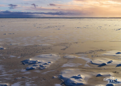 Ölfusá river in winter with Ice